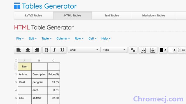 Tables Generator 线上制作产生表格 HTML、LaTeX、Markdown 源码