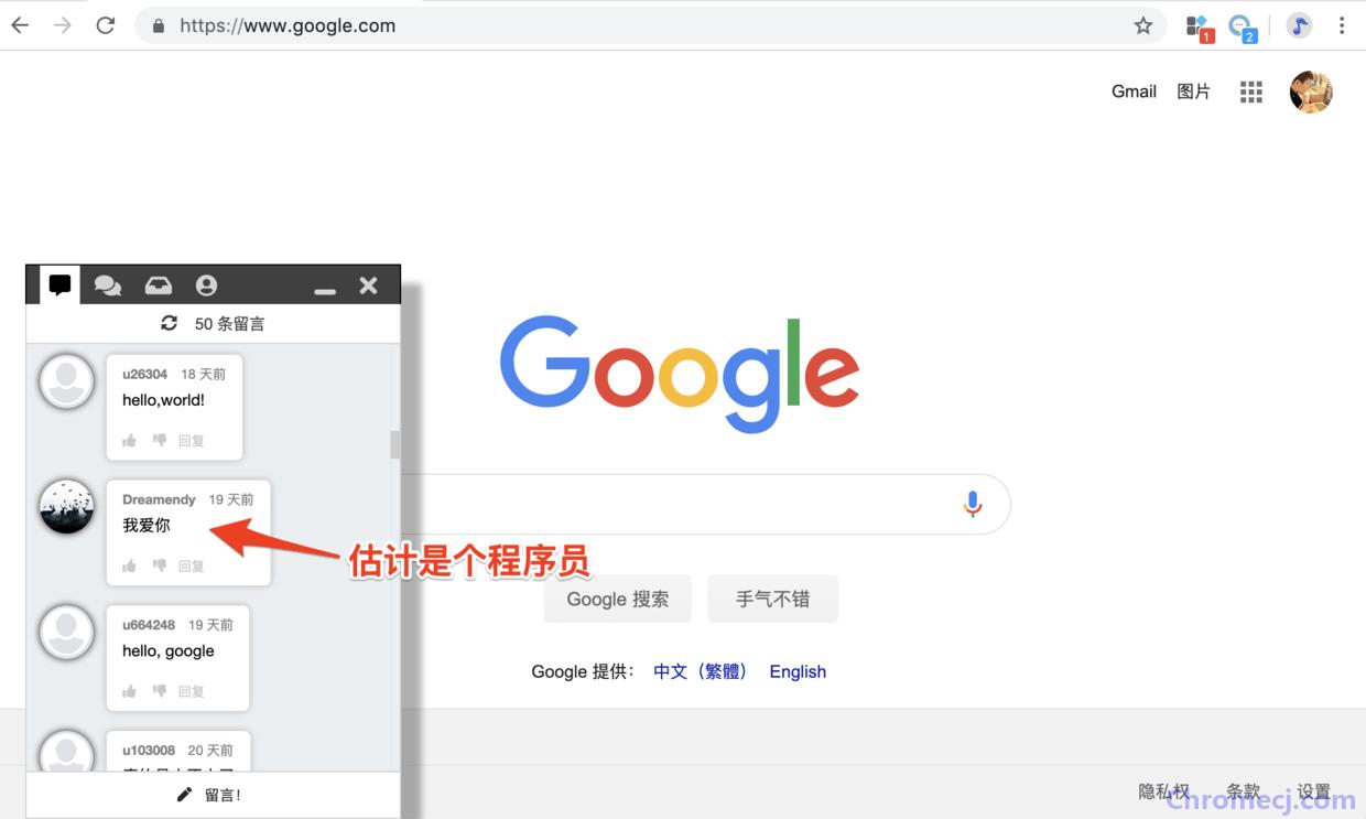 一叶有趣的留言板-google