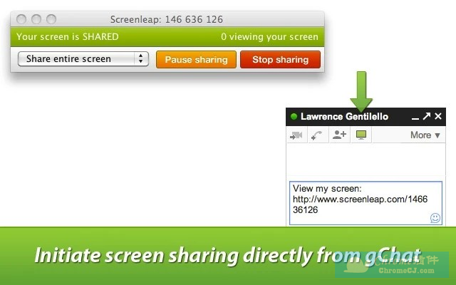 Chrome屏幕分享插件：Screenleap for Gmail™