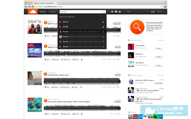 Soundcloud Chrome娱乐插件 画夹插件网