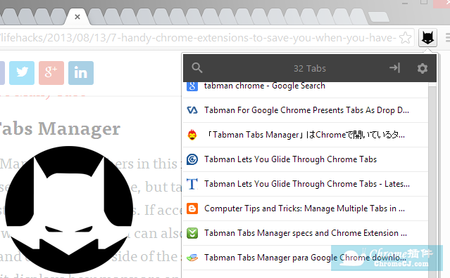 Tabman Tabs Manager显示网页标题