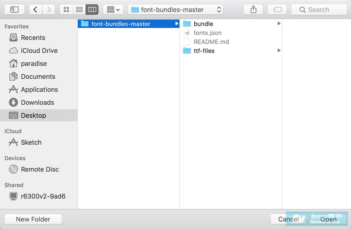 安装 Font Bundle-选择 Font Bundle 文件夹