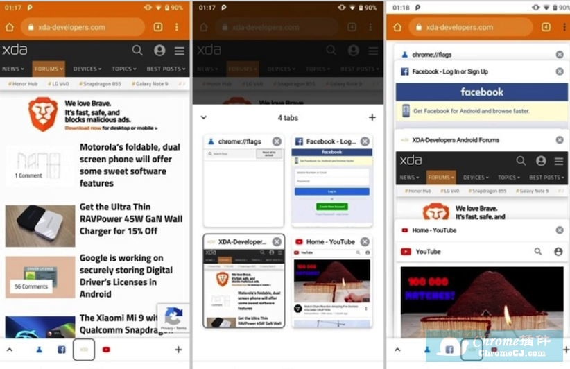 谷歌为Chrome for Android引入更方便的多标签页浏览功能