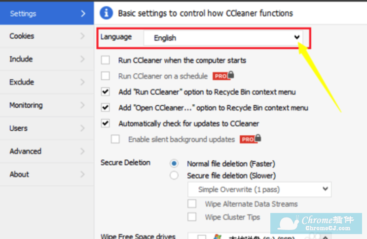 ccleaner怎么设置中文